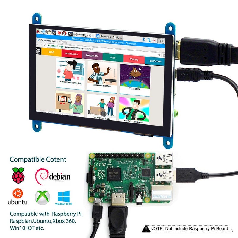 ELECROW 5 Inch Touch Screen Monitor for Raspberry Pi - 800Ã—480 Mini Monitor Touchscreen LCD Display Compatible with Raspberry Pi 5/4/3B+/3B, BB Black, Banana Pi, Jetson Nano, Windows, PC - Image 3